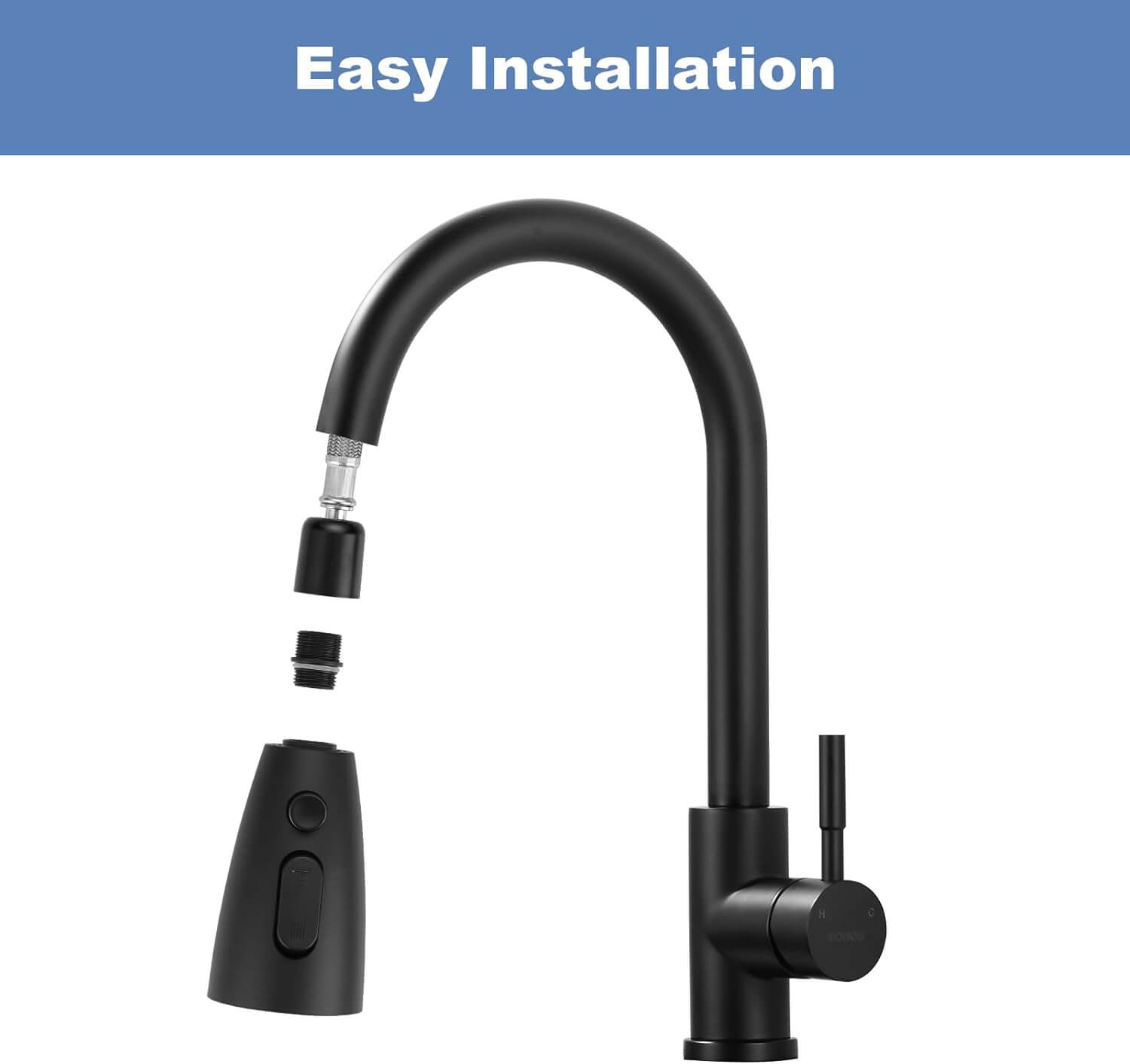 wowow matte black 3 function kitchen faucet head replacement 6