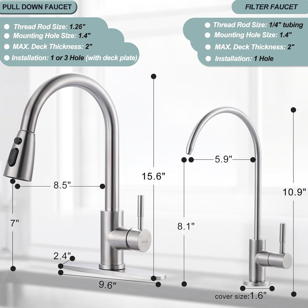 pull down kitchen faucet with water filter faucet combo 1