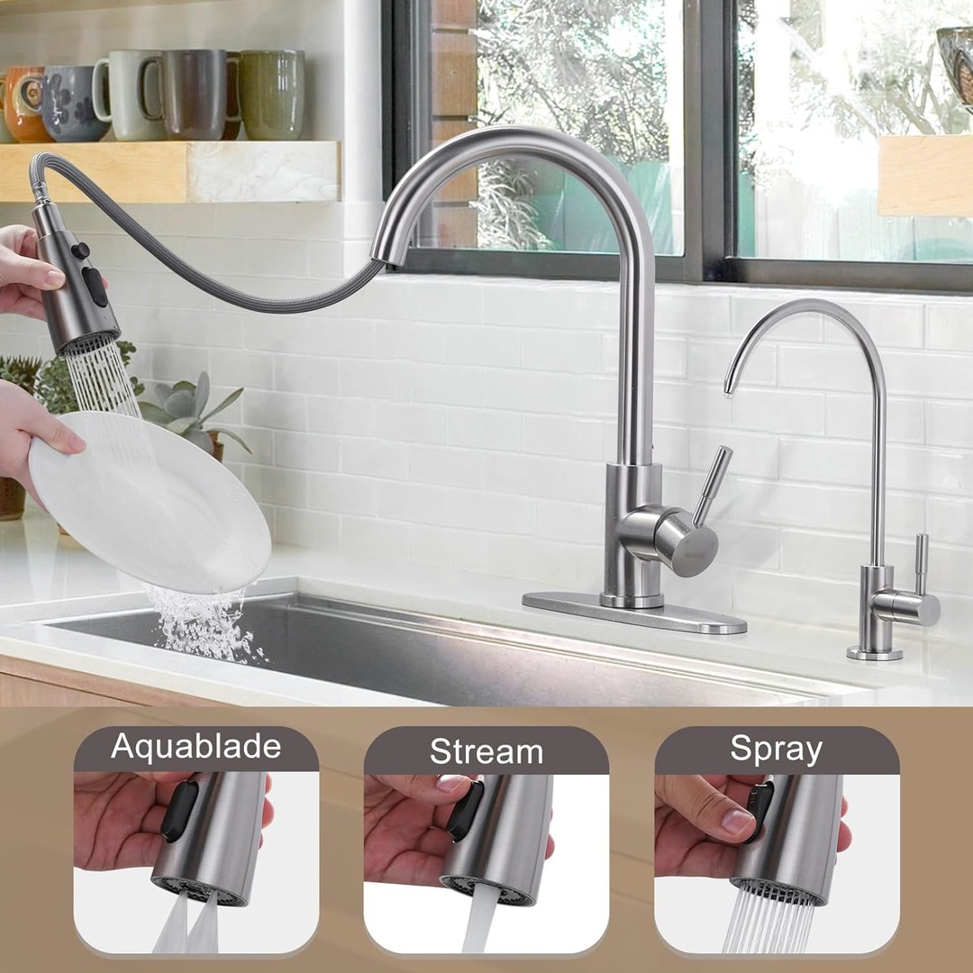 pull down kitchen faucet and water filter faucet combo