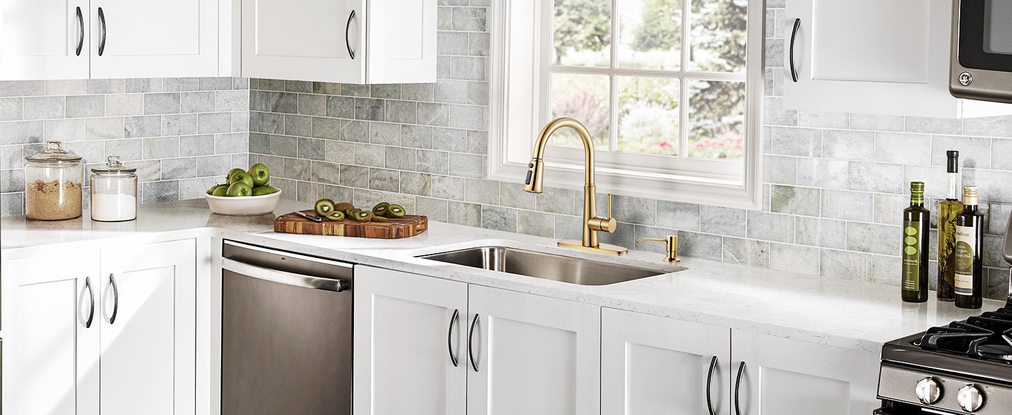 pull down kitchen faucet with soap dispenser