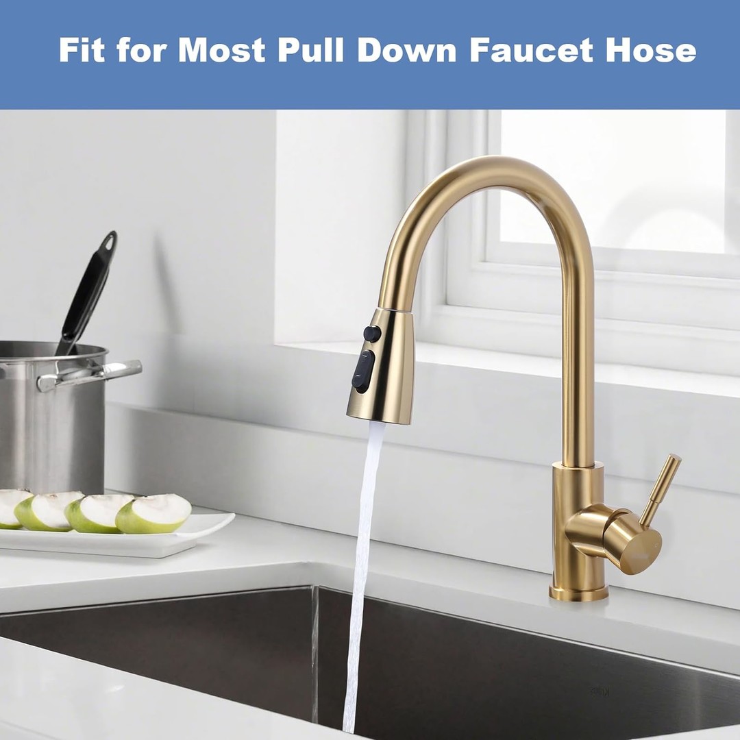 wowow brushed gold 3 function kitchen faucet head replacement 1