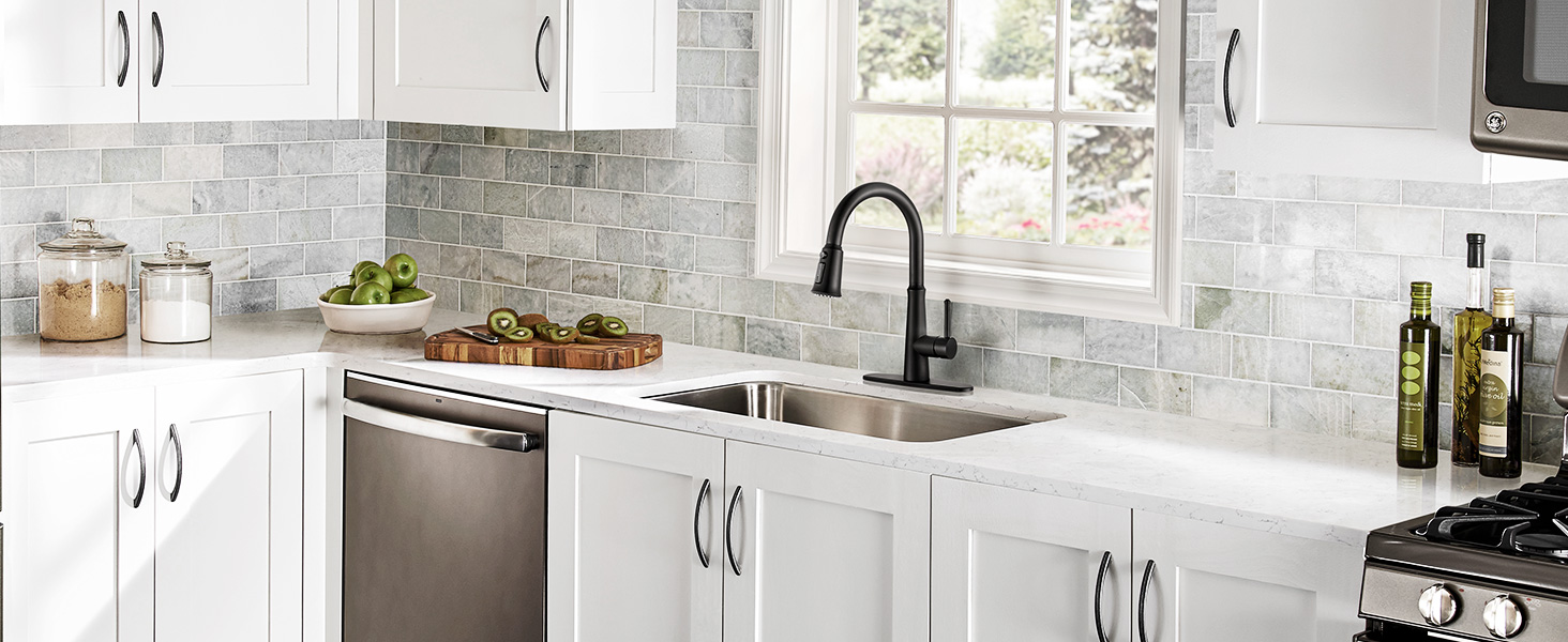 Single Handle Oil Rubbed Bronze Pull Down Kitchen Sink Faucet with Deck Plate - Kitchen Faucets - 1