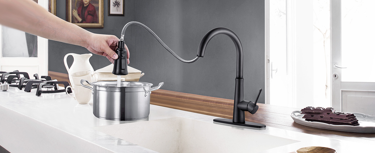 oil rubbed bronze pull down kitchen sink faucet
