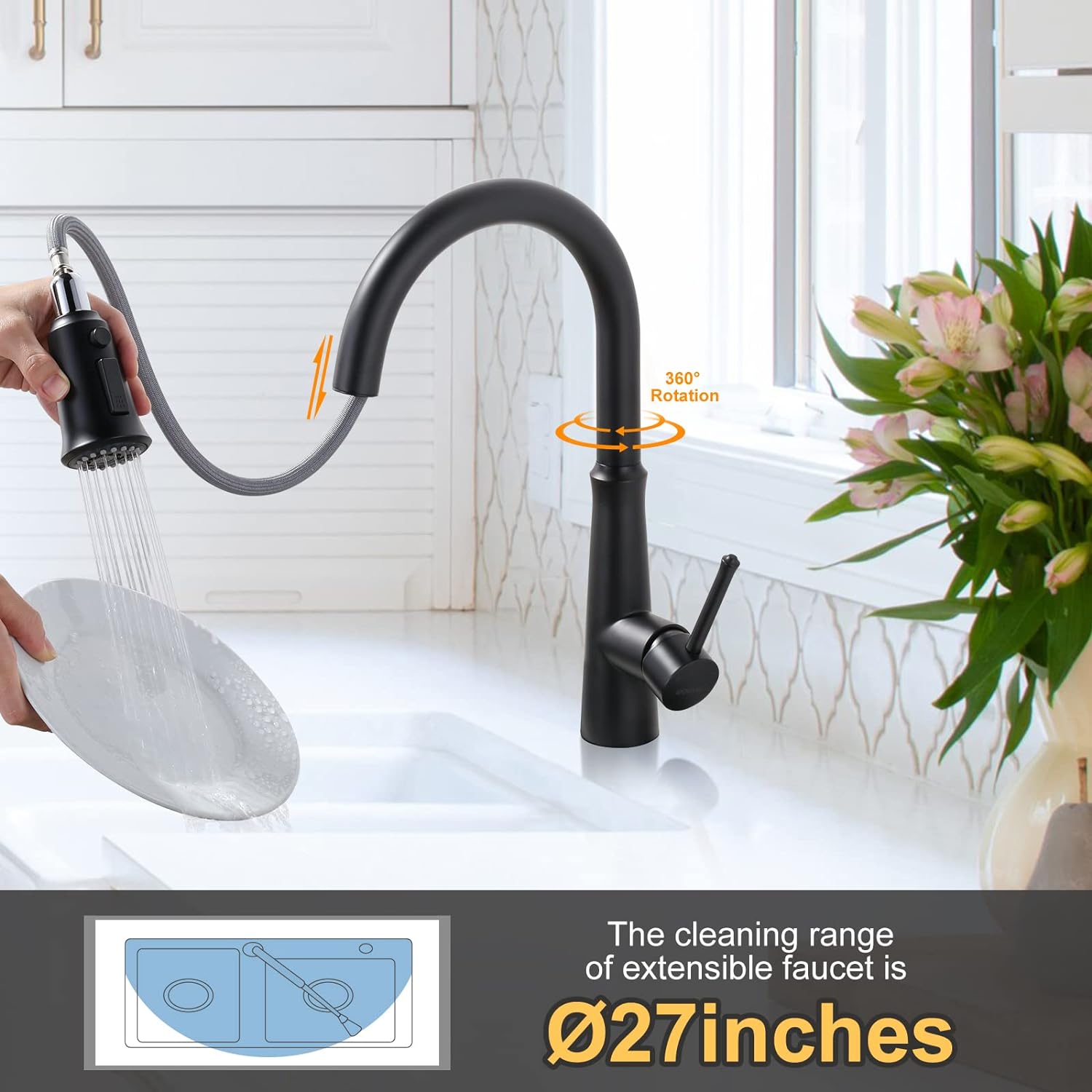 oil rubbed bronze pull down kitchen sink faucet
