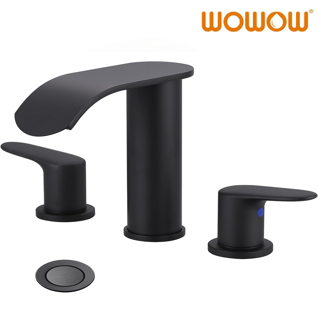 wowow waterfall 8 inch matte black widespread bathroom sink faucet 6