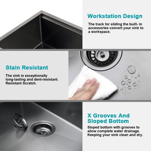 wowowblack stainless steel undermount workstation kitchen sink 3