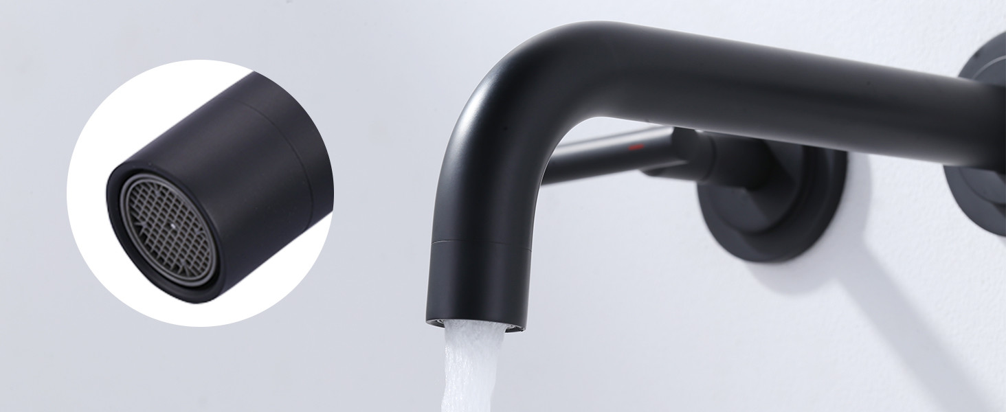 WOWOW Matte Black Wall Mount Widespread Bathroom Faucet 10