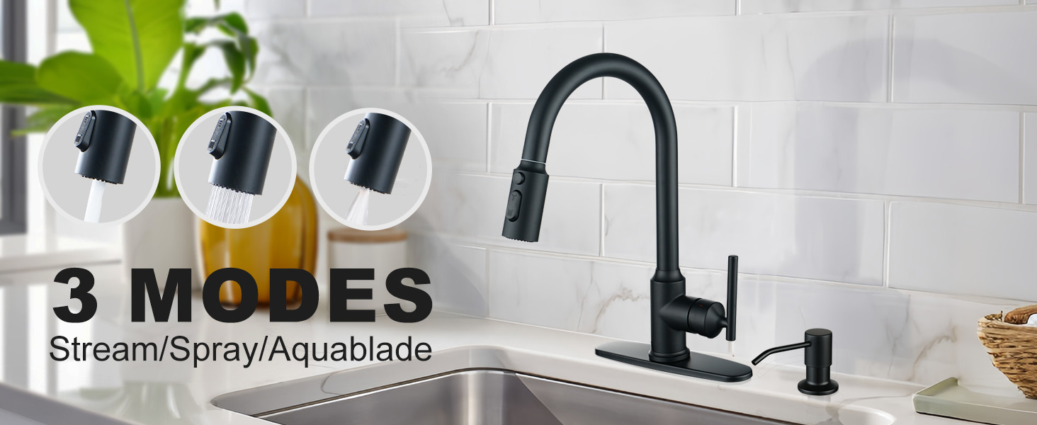 wowow high arc matte black single handle pull down kitchen faucet 5
