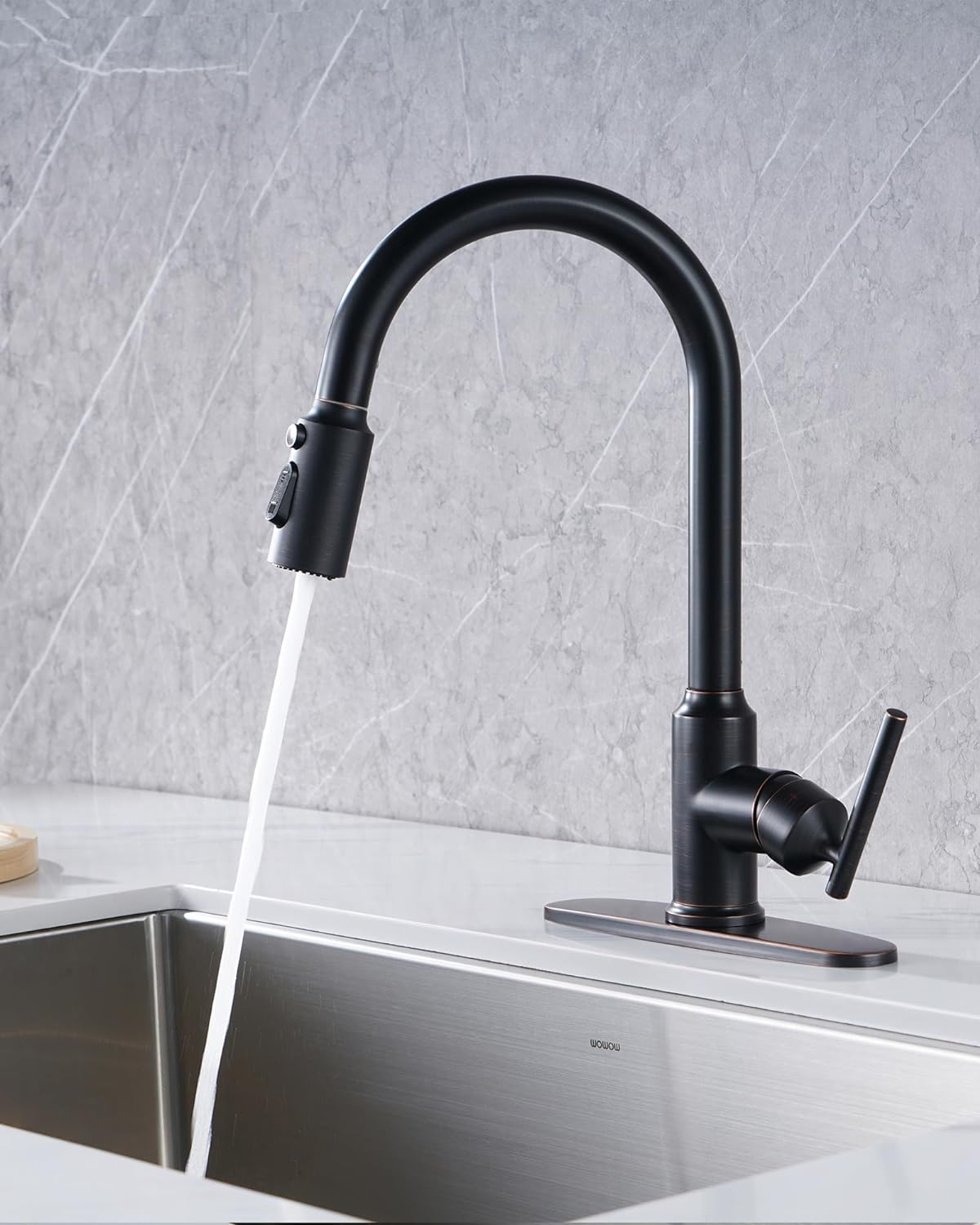 wowow oil rubbed bronze high arc single handle kitchen faucets 5