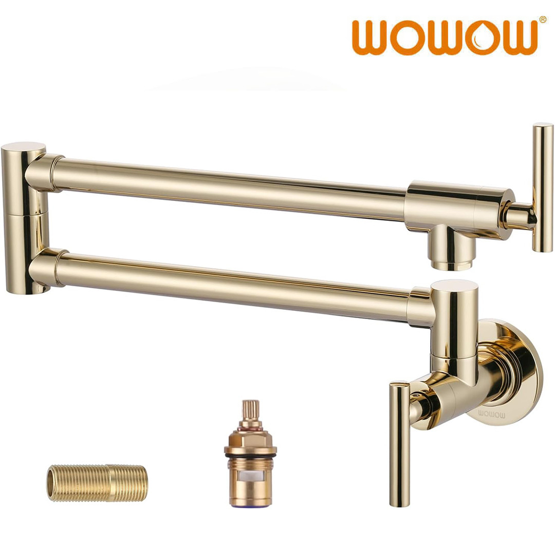 wowow polished brass pot filler faucet commercial wall mount stove faucet 9