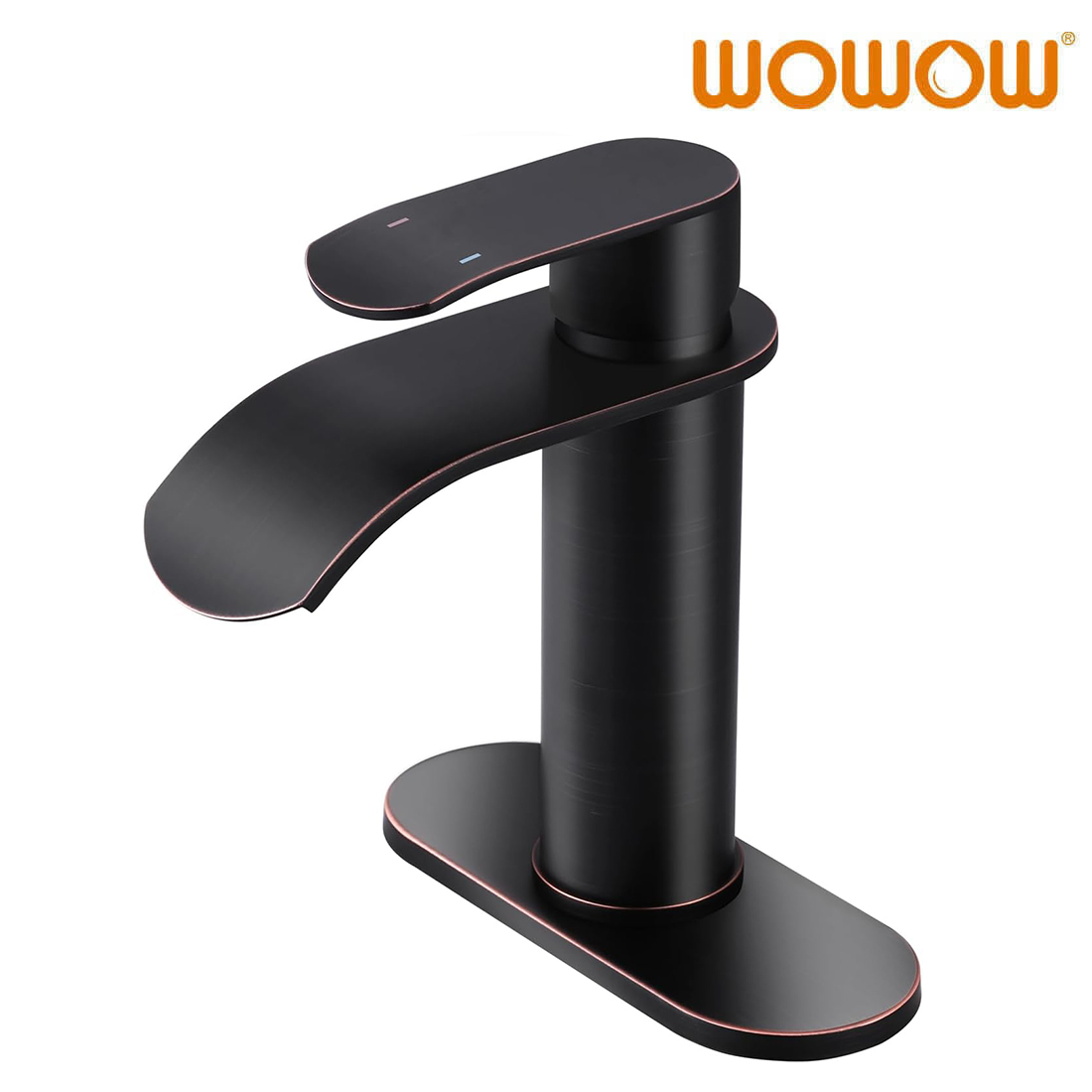 wowow single handle oil rubbed bronze waterfall bathroom faucet with deck plate 8