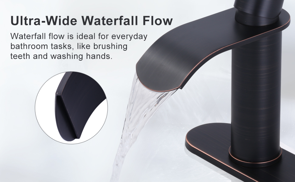 wowow single handle oil rubbed bronze waterfall bathroom faucet with deck plate 9