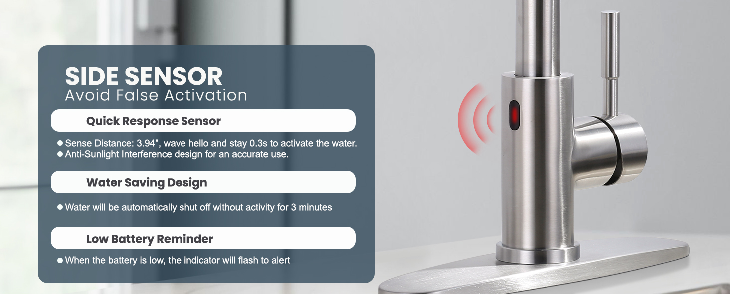 wowow brushed nickel single handle touchless smart motion sensor kitchen faucet with sprayer 3 1