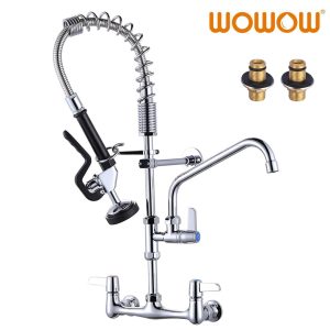 wowow 25 height pre rinse wall mount commercial kitchen faucet with sprayer 10