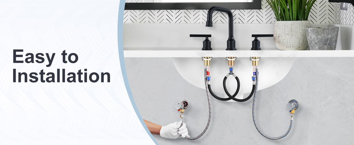 32 Inch Faucet Supply Lines 2-Pack - Braided Nylon Sink Hose With CUPC Certification