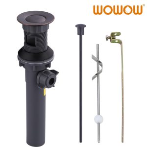 wowow bathroom drain assembly stopper with lift rod and overflow 2