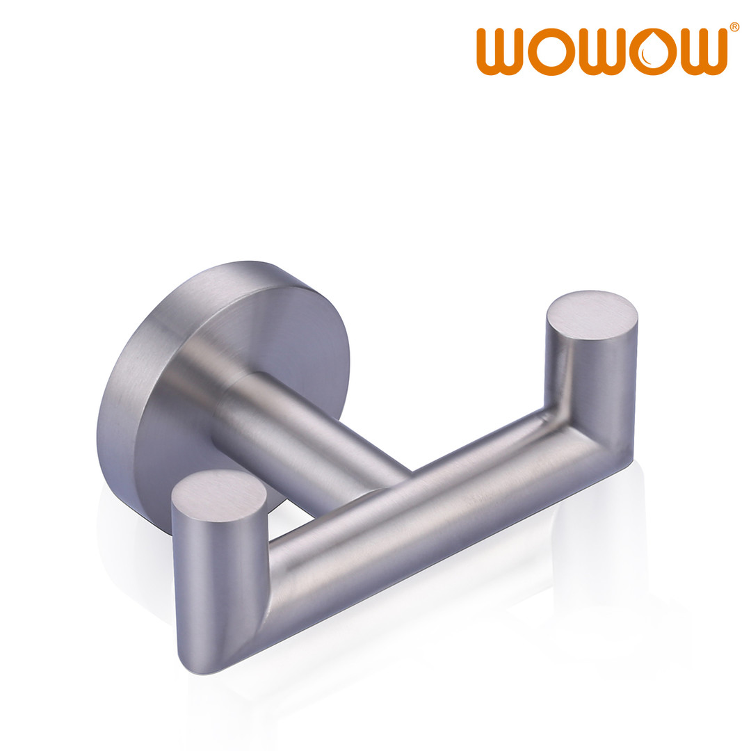 WOWOW Brushed Nickel Stainless Steel Dual Wall Mounted Bathroom Towel Holder WOWOW Brushed Nickel Stainless Steel Dual Wall Mounted Bathroom Towel Holder