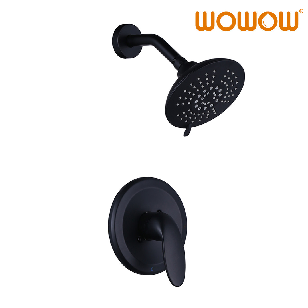 WOWOW Matte Black 5-Spray High Pressure Shower System with Valve Included WOWOW Matte Black 5-Spray High Pressure Shower System with Valve Included