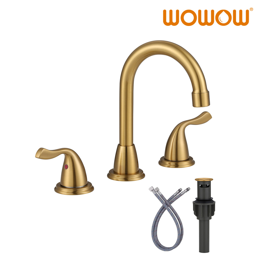 Brushed Gold Widespread 2-Handle 5. 91 In. High Bathroom Sink Faucet