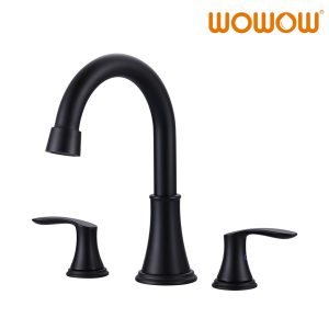 wowow 8 in widespread double handle bathroom sink faucet with pop up drain 8