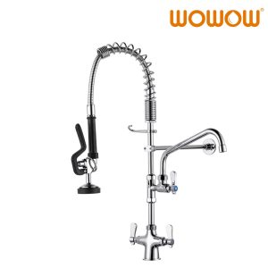 Triple Handle Pull Down Sprayer Kitchen Faucet