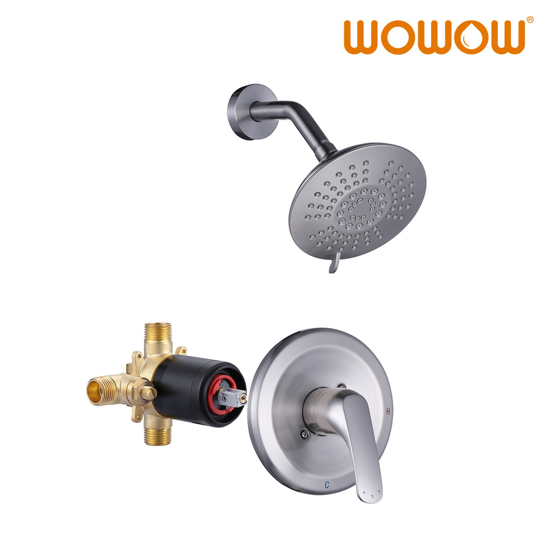 WOWOW 5-Spray Brushed Nickel High Pressure Rain Shower System with ...
