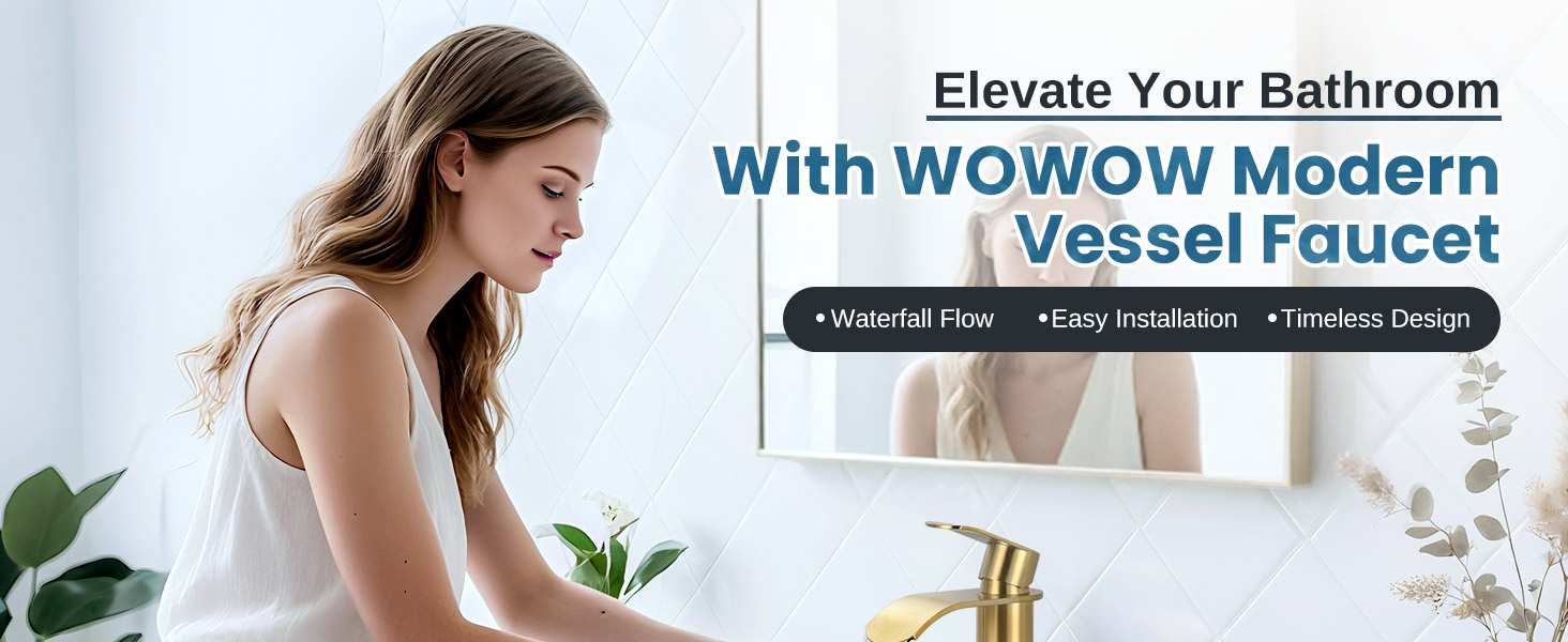 single handle waterfall tall bathroom faucet with pop up drain 1