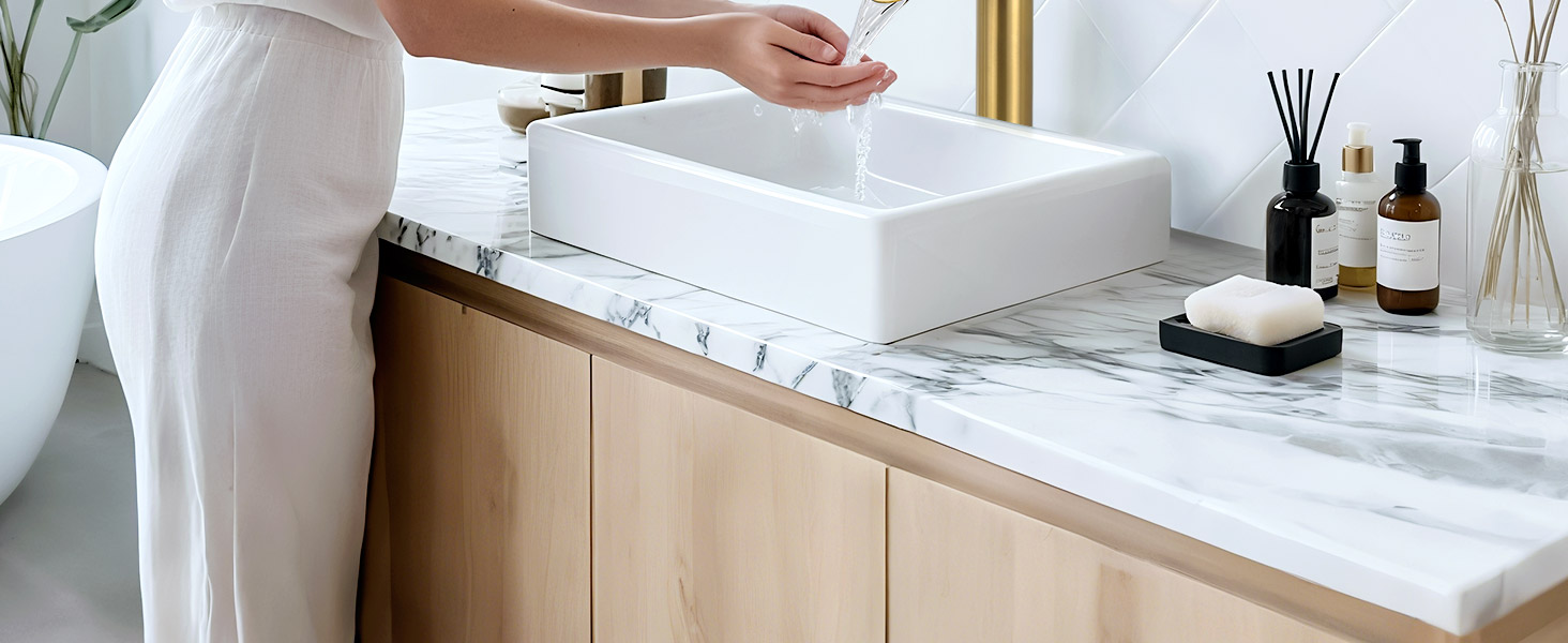 single handle waterfall tall bathroom faucet with pop up drain 23