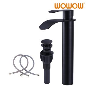 single handle waterfall tall bathroom faucet with pop up drain 29