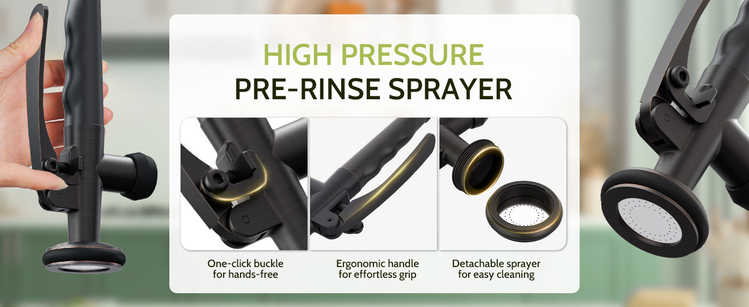 WOWOW Oil Rubbed Bronze 28 Extra Tall Commercial Spring Kitchen Faucet with Pre Rinse Sprayer 2