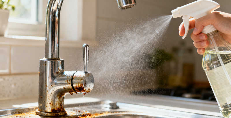 how to clean grease from kitchen faucet surfaces