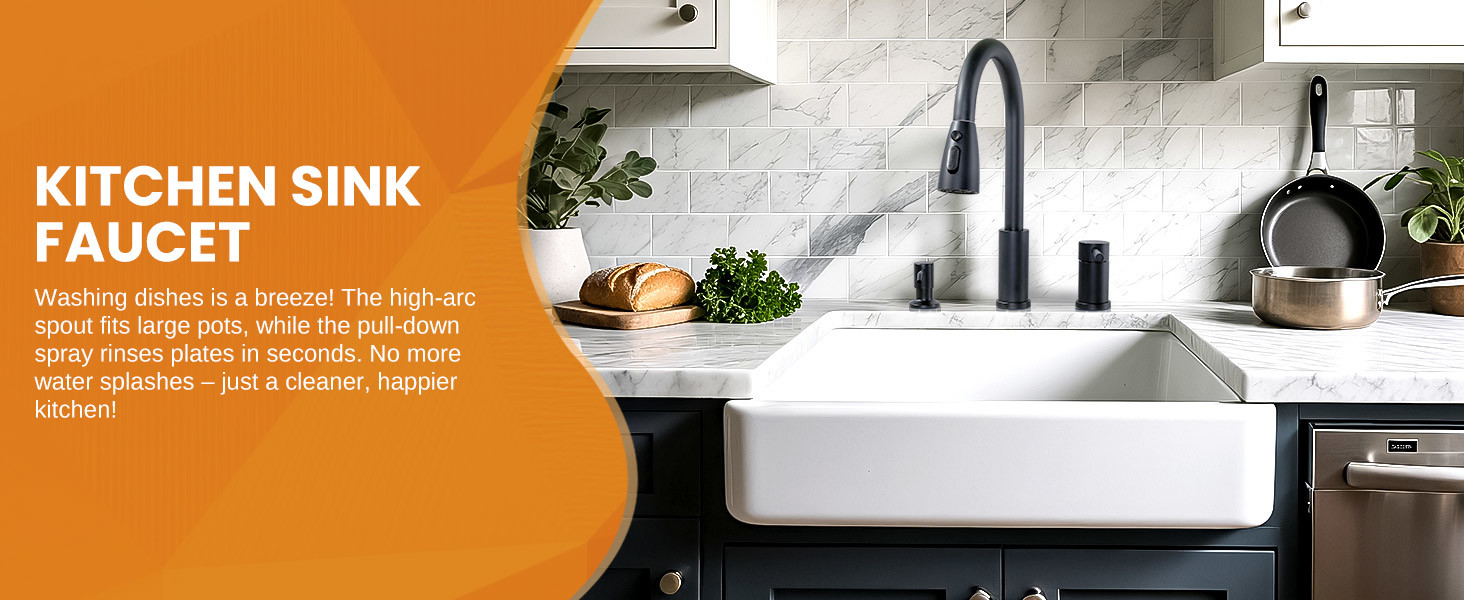 wowow 304 stainless steel pull down kitchen sink faucet with soap dispenser and separate handle 6