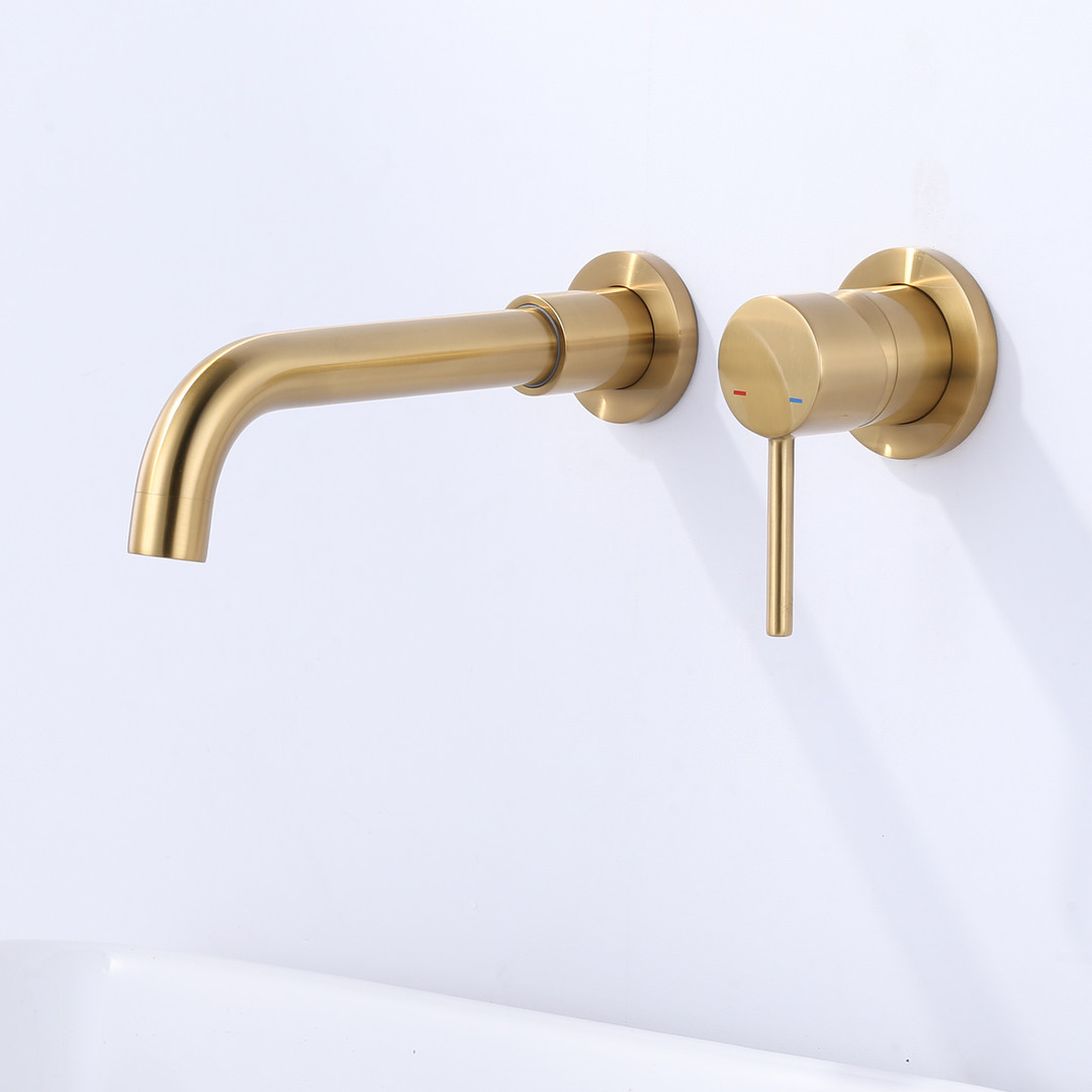 WOWOW Gold Wall Mounted Faucet Cover Plate, Solid Brass Escutcheon Trim Plate 4 131300G 0 2 1600×1600