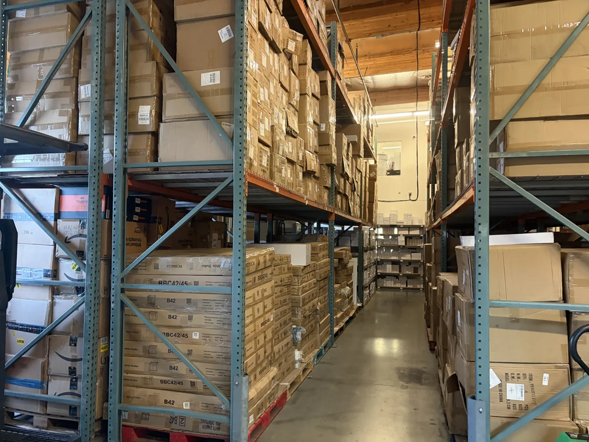 About Us 24 Storage aisles and shelving inside WOWOW's Los Angeles-area warehouse